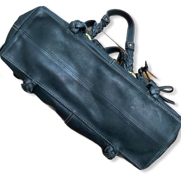 Vintage Y2K Fossil Black Leather Satchel Grunge Steampunk Whimsigoth - Picture 6 of 9